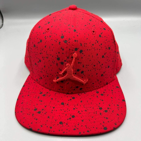 Air Jordan Hat Men Red Black Speckled Print Jumpman Snap Back‎ Cap